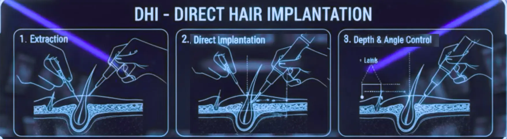 איור סכמטי של עט DHI וזוויות החדרה